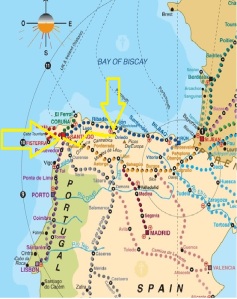 Camino Primitivo Map. Image from John Brierley Camino Frances guidebook.