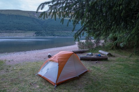 Home for the night at Glas-dhoire wild campsite beside Loch Lochy