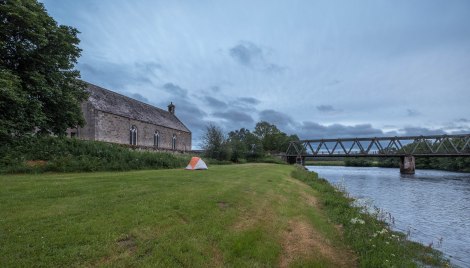 Camping by the River Spey in Cromdale