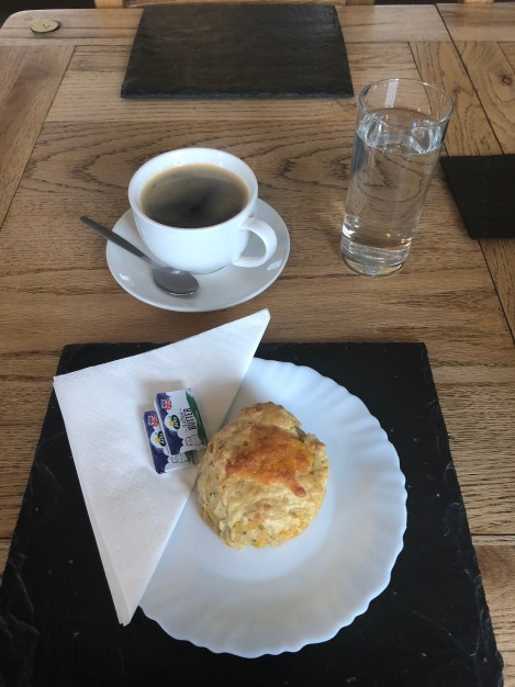 A cheese scone at the Scottish Dolphin Centre Cafe