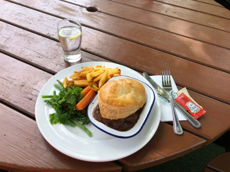 A steak and ale pie for lunch at the Oak Tree Inn in Balmaha
