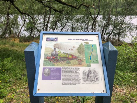 Information panel about the old railway track