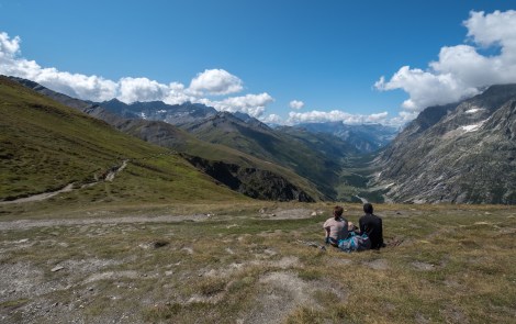 Finally on top of the Grand Col Ferret and standing on the Swiss/Italian border looking at Italy
