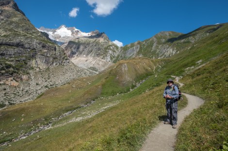 Looking back to the Grand Col Ferret where we descended from
