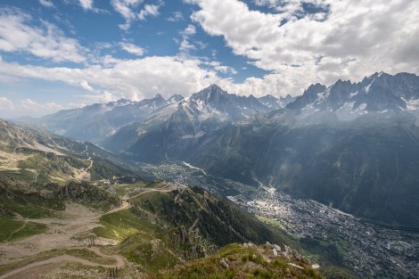 Trying to spot the hotel we're staying at in Chamonix tonight, way down below!