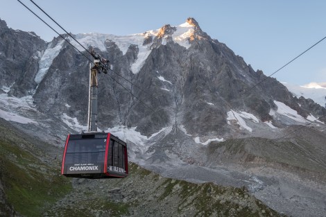 Catching the cable car up to Aiguille du Midi for a birds-eye view of Mont Blanc