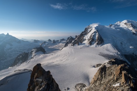 Mont Blanc views from the Aiguille du Midi cable car station, 3842m