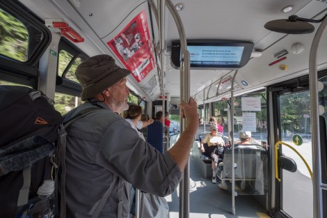 Catching the bus from Chamonix to Les Praz