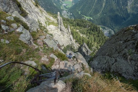 The steepest part of the TMB - I think these steel ladders would be better climbing up, not down as we were!