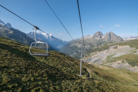 Taking the chairlift from Charamillon to Les Autannes