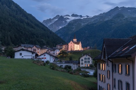 A night-time view of Trient from Auberge du Mont Blanc