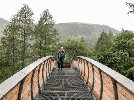Crossing a bridge after an initial climb up out of Trient