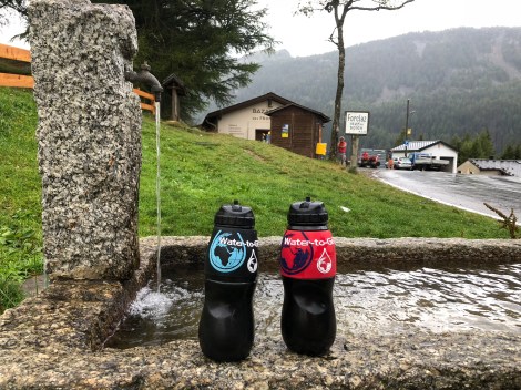 Filling up from a fountain with our Water-to-Go filtration bottles
