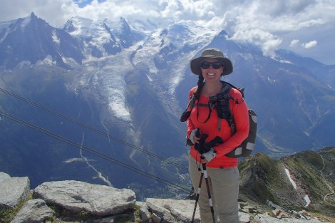 Me above Chamonix at Col du Brevent, 2525m, with Mont Blanc behind