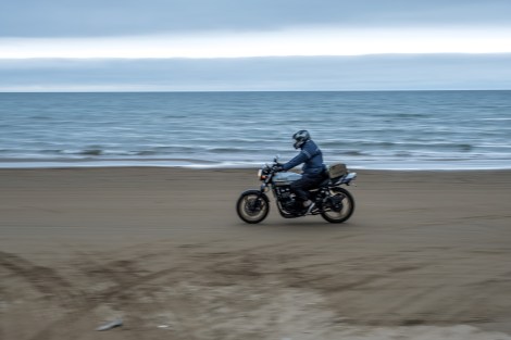 A motorbike on the Chirihama driveway