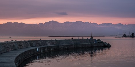 The Tateyama mountain range seen from Amaharashi at sunrise in Toyama Prefecture