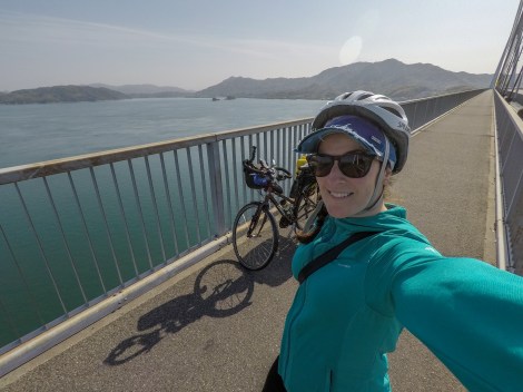 GoPro selfie on the Shimanami Kaido cycling path
