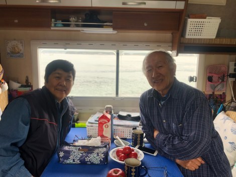Miko and Kanji in their camper van on Innoshima Island
