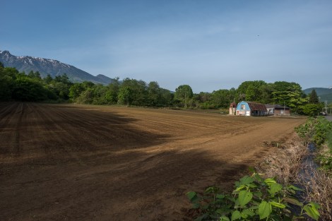 Farming land at the base of Mt Hachimantai