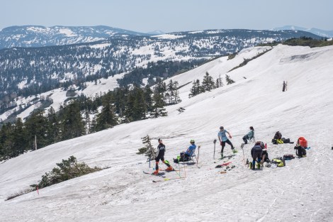 There are people skiing up here. Why on earth did I have to ride this way?