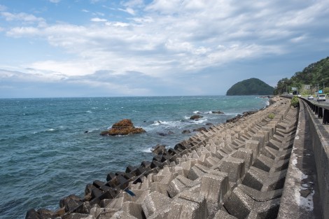 Taking Route 4 out of Aomori with a view of Yuno Island