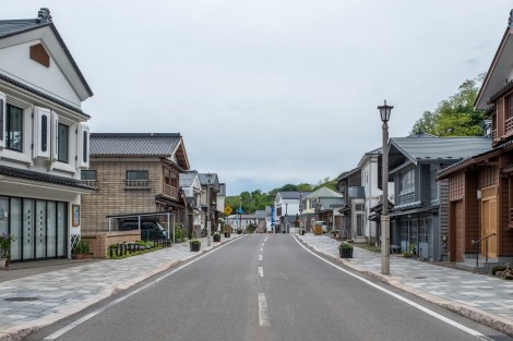 The main street of Esashi, one of the oldest towns in Hokkaido