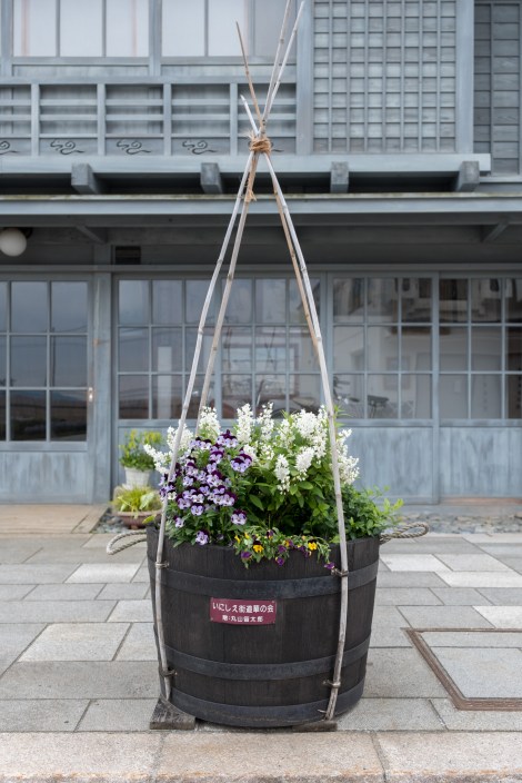 Lovely floral displays along the main street of Esashi