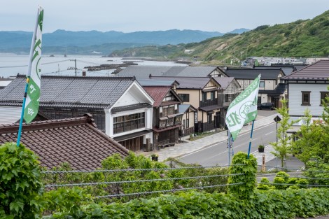 Looking back down on the main street of Esashi, one of the oldest towns in Hokkaido