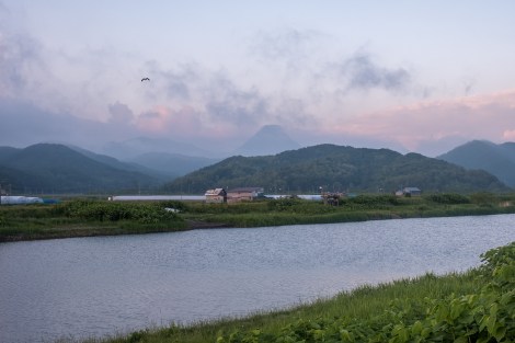 Mountain views at dusk from Hamamasu