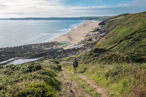 Going down, with a view of Newgale Beach