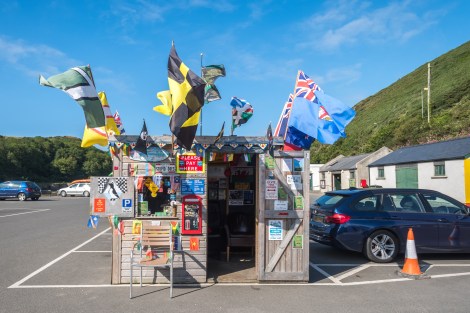 Colourful carpark payment booth in Lower Solva