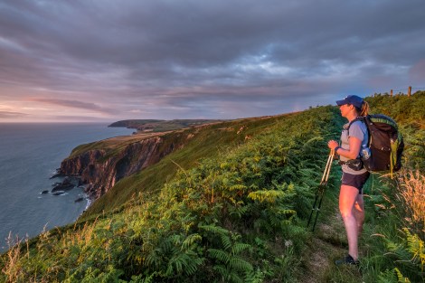 KC watching the sunset on the Pembrokeshire Coast Path