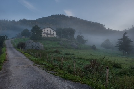 Basque countryside views on a misty morning