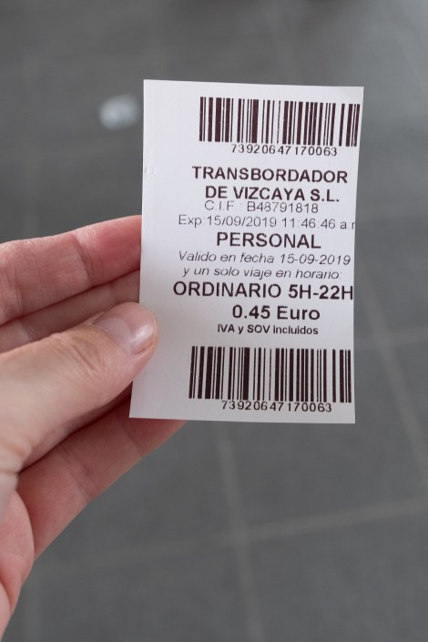 My 45 cent ticket to cross the river on the Vizcaya Bridge cable car