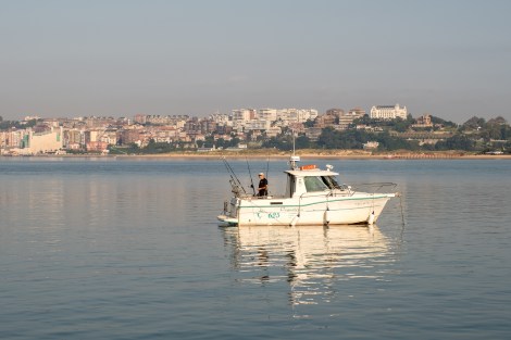 Passing fishing boats on the ferry to Santander