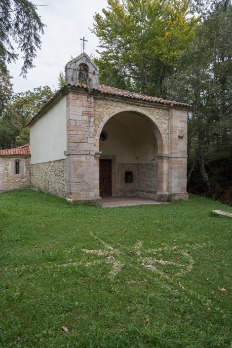 The 16th century Hermitage of the Saint Christ of the Way (Ermita del Cristo del Camino), shortly before Llanes