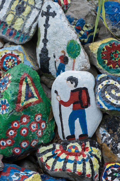 Stones painted with pilgrim images