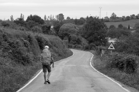 A pilgrim walking the Camino del Norte