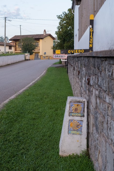 Where the Camino del Norte splits; turn left for Oviedo and the Camino Primitivo, or keep straight to continue along the Camino del Norte