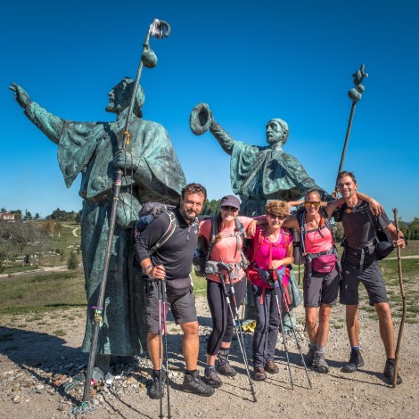 So close, but yet so far, we make it to the Pilgrim monument on Monte de Gozo