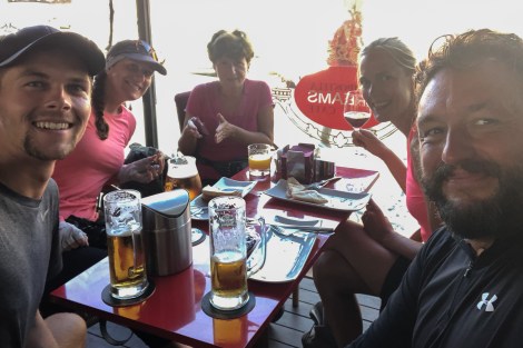 These guys do not want to get to Santiago! A pre-arrival celebratory drink!