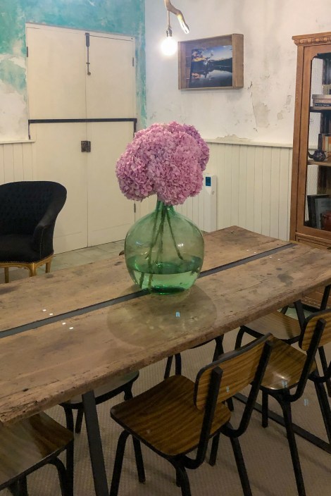 I fell in love with this vase and the flower display in the dining room at The Old Seaman B&amp;B in Celorio