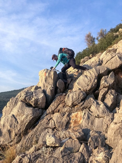 Me scrambling over the rocks to Kalkan (iPhone)