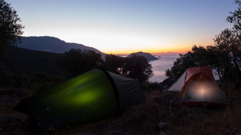 Getting ready to set off at first light on the Lycian Way