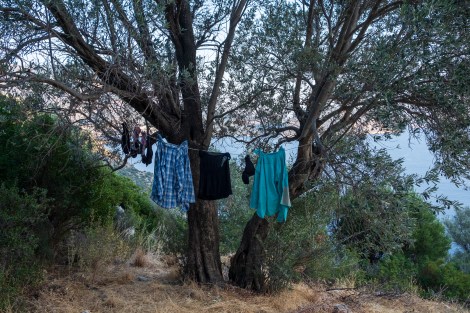 Hanging up our clothes to dry after a very hot and sweaty day on the Lycian Way!