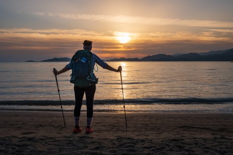 Sarah admiring another stunner of a sunset on the Lycian Way