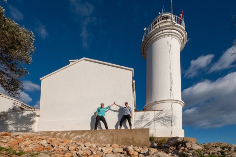 Celebrating our finish at the Gelidonya lighthouse