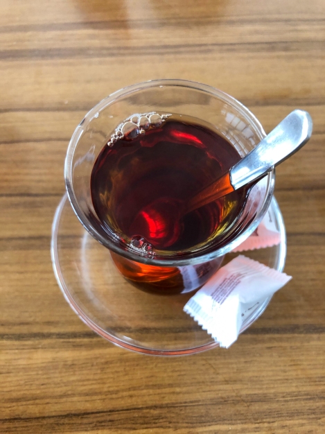 Warming up with a cup of Turkish çay in Çavdır on the Lycian Way