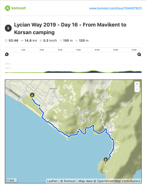 Lycian Way - route information by Komoot - day 16